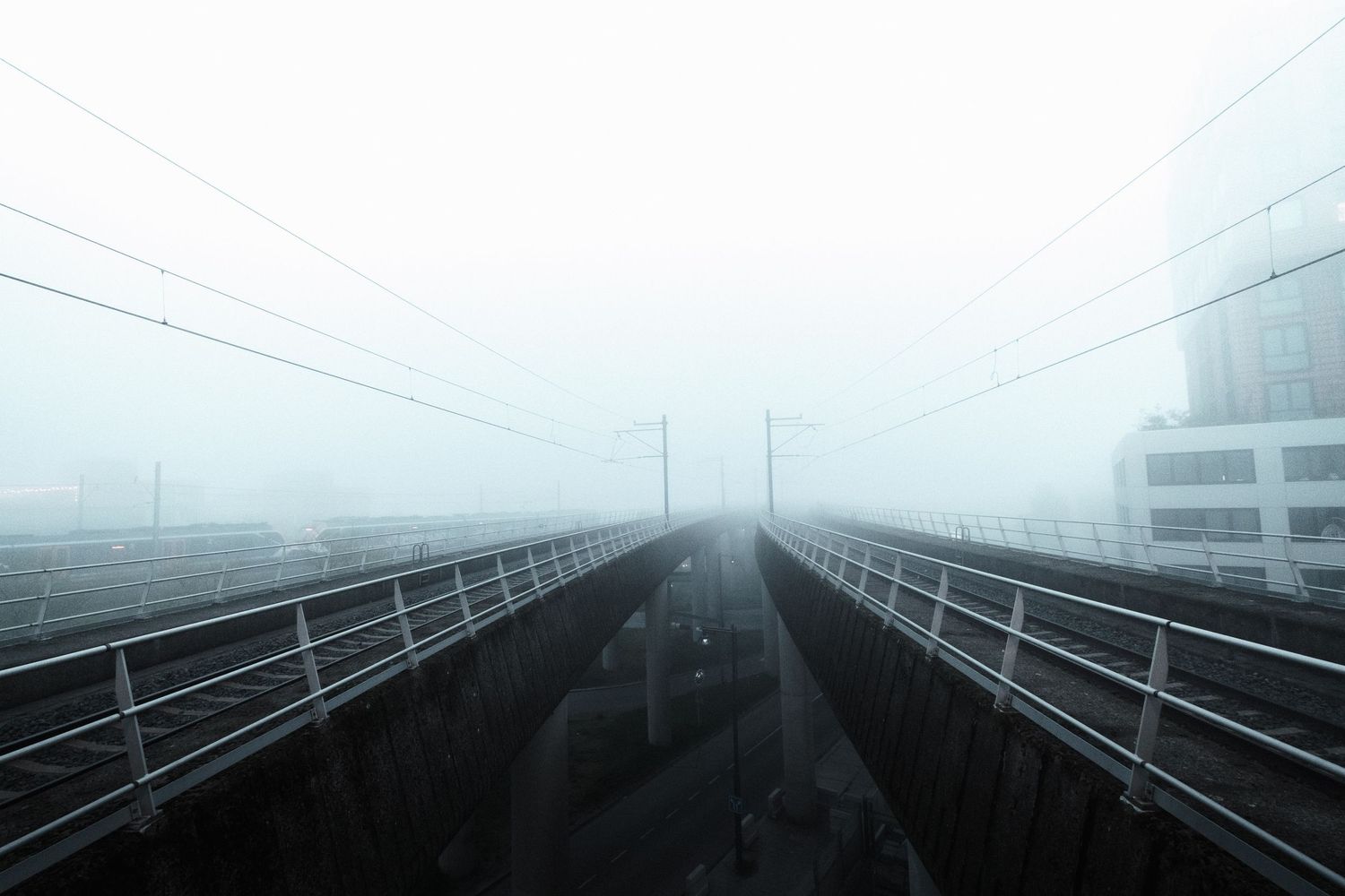 Morning mist in Amsterdam capturing soft light, quiet streets and a cinematic urban atmosphere.
