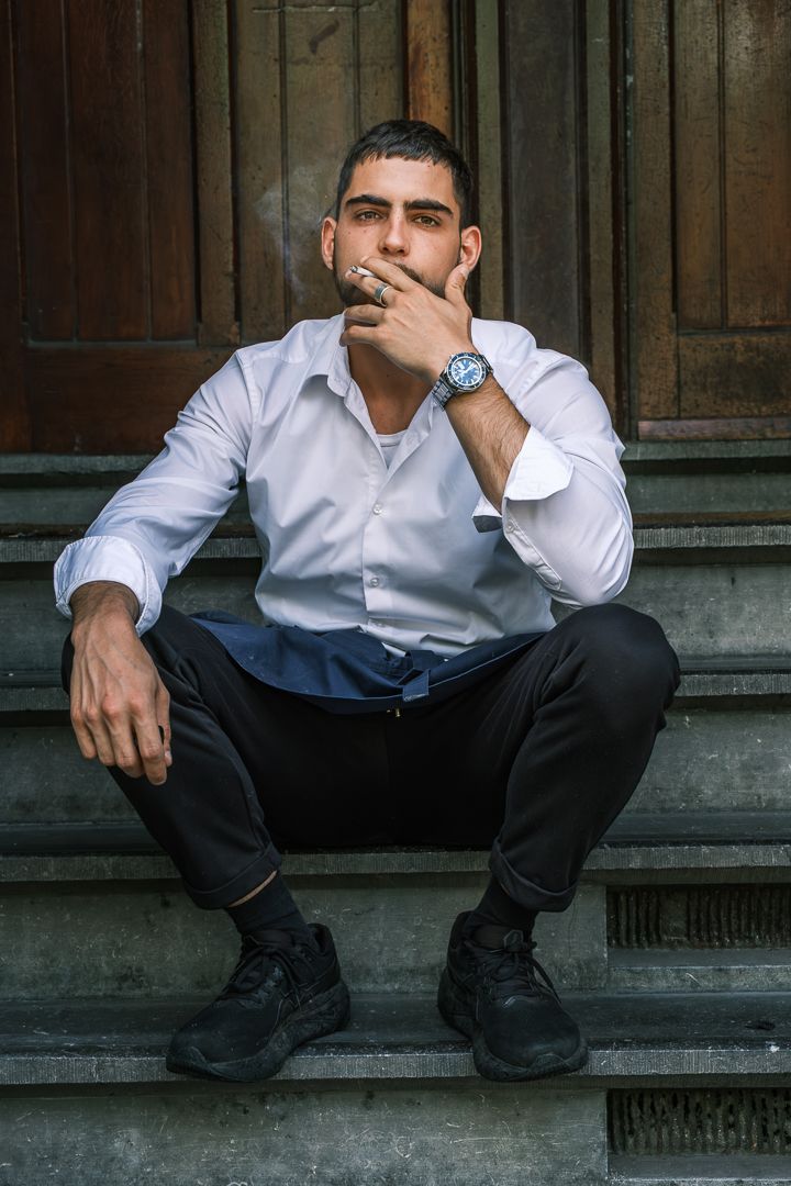 Street portrait photography in Amsterdam capturing a natural and authentic expression.