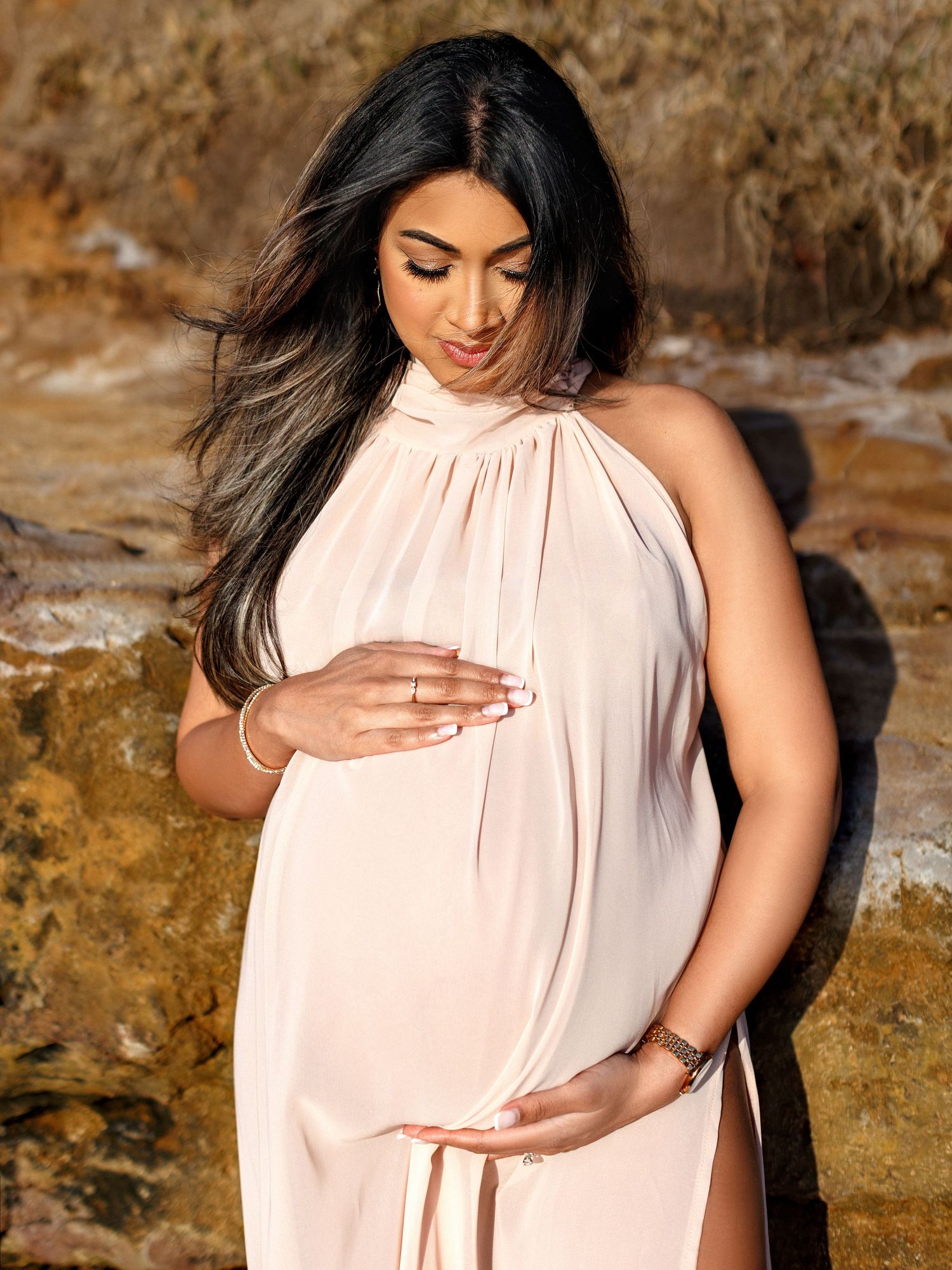 Pregnancy photography portrait captured in a relaxed environment