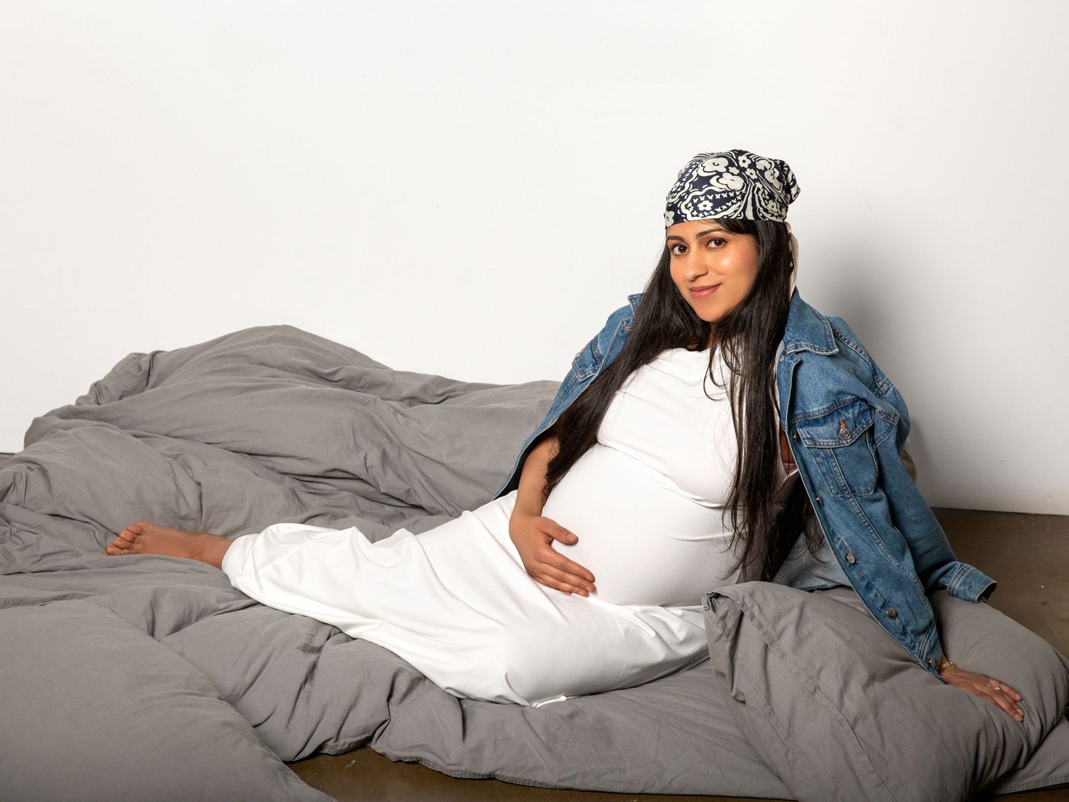 Maternity portrait photographed with a calm, elegant mood