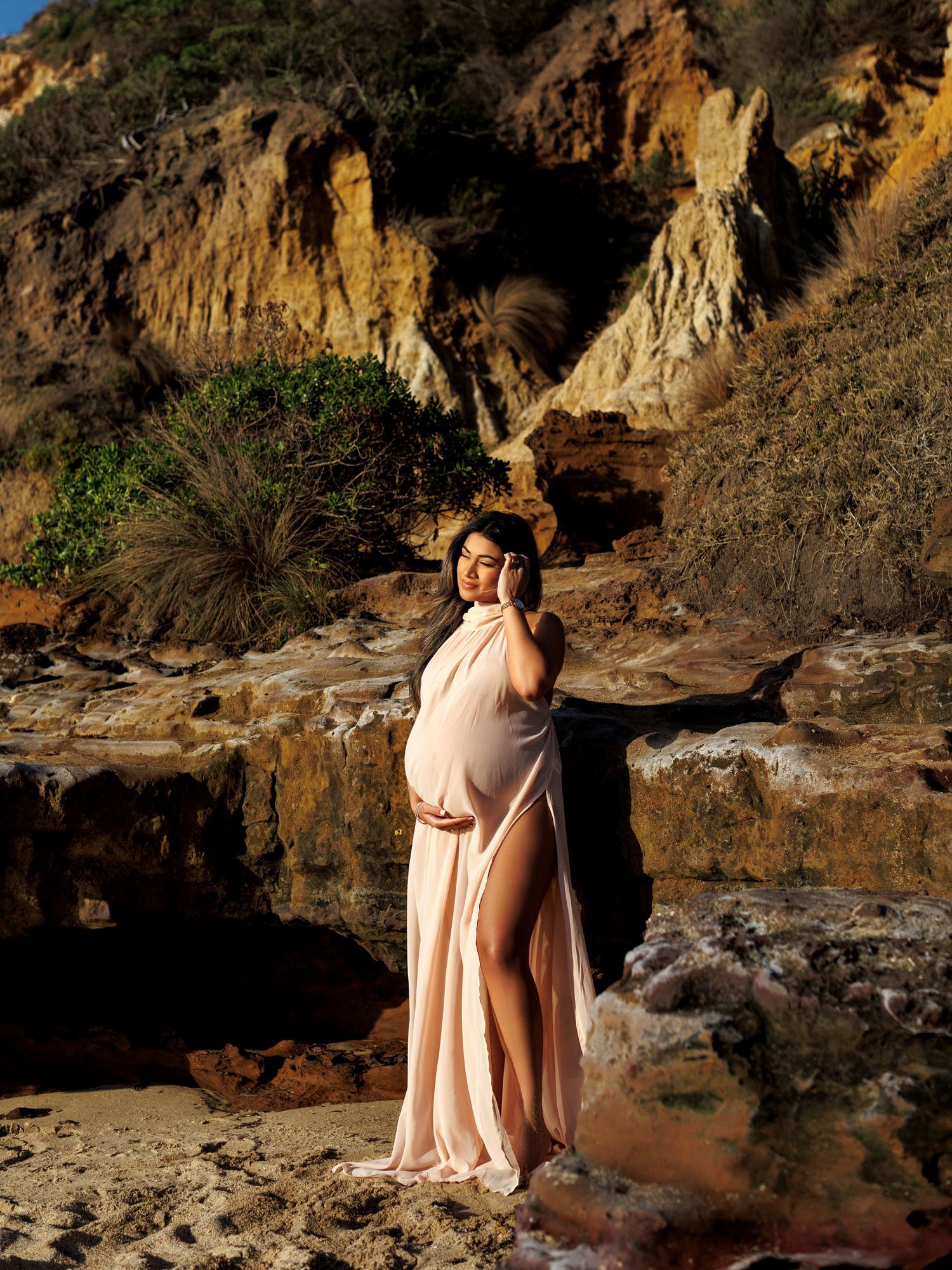 Pregnancy photography portrait captured in a relaxed environment