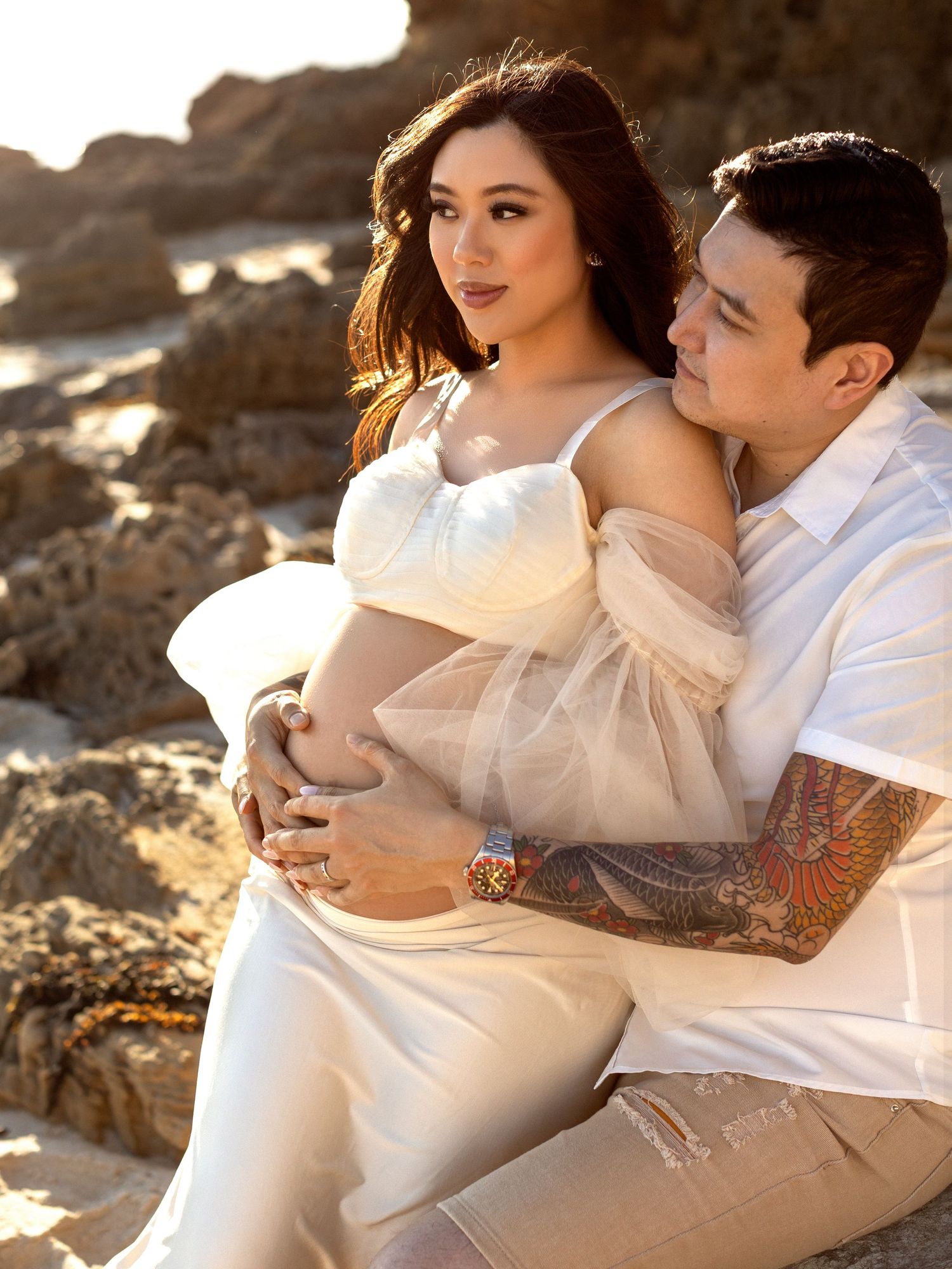 Maternity photography session with clean, timeless styling
