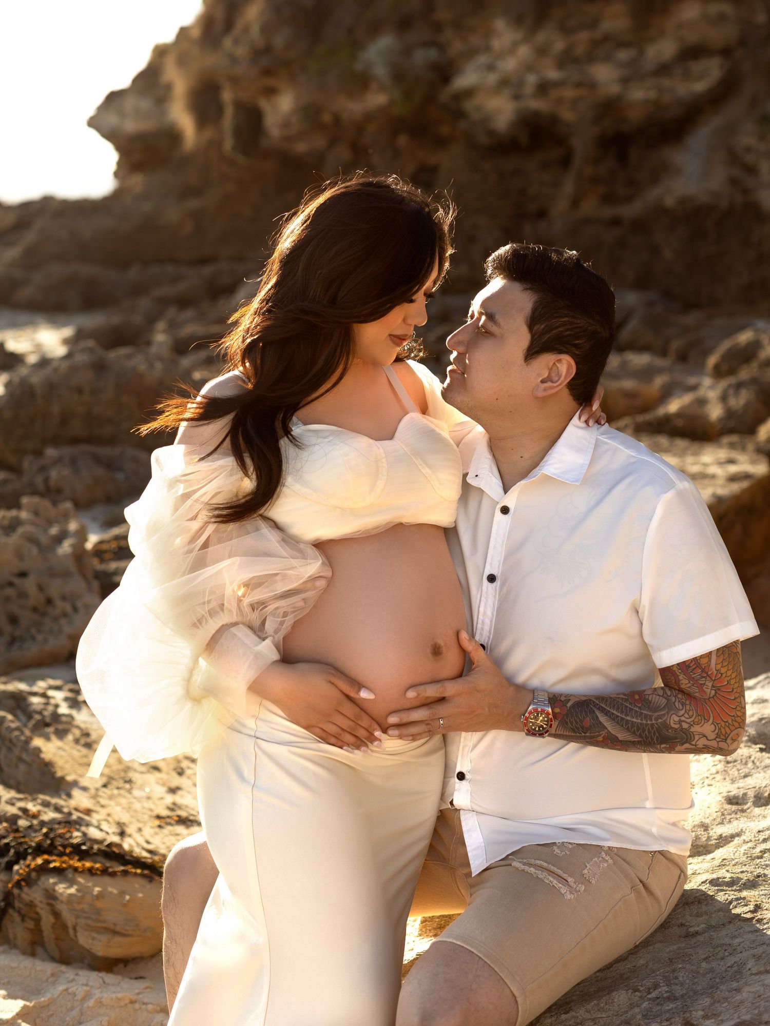 Studio maternity photography portrait using soft studio lighting
