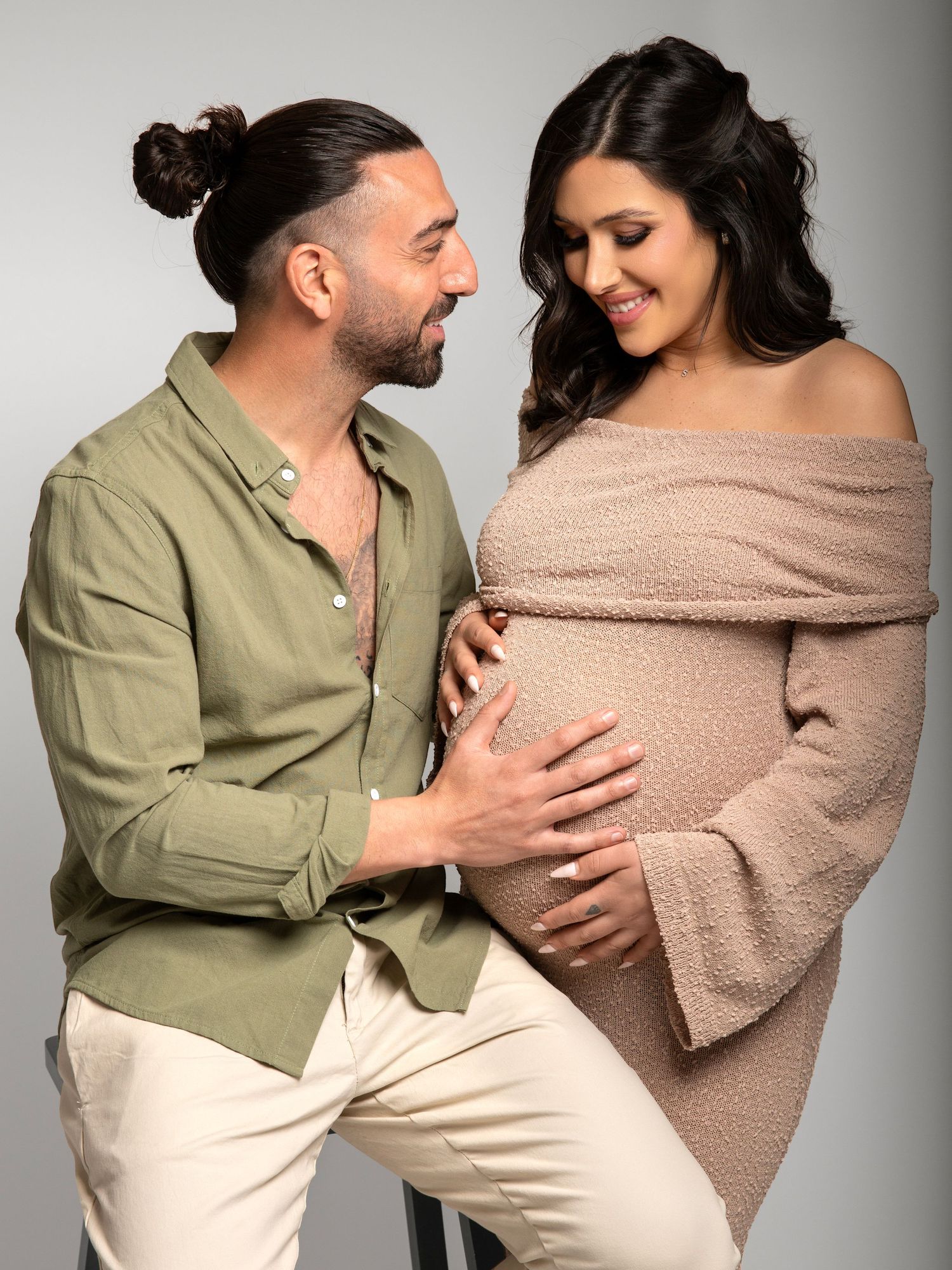 Professional studio maternity photography capturing motherhood