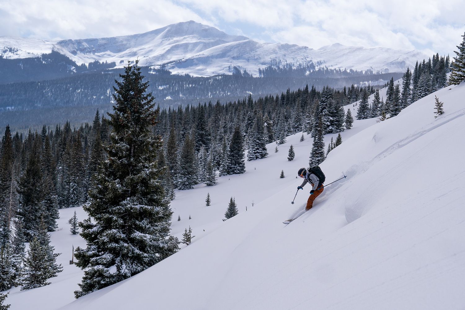 man skiing at vail pass