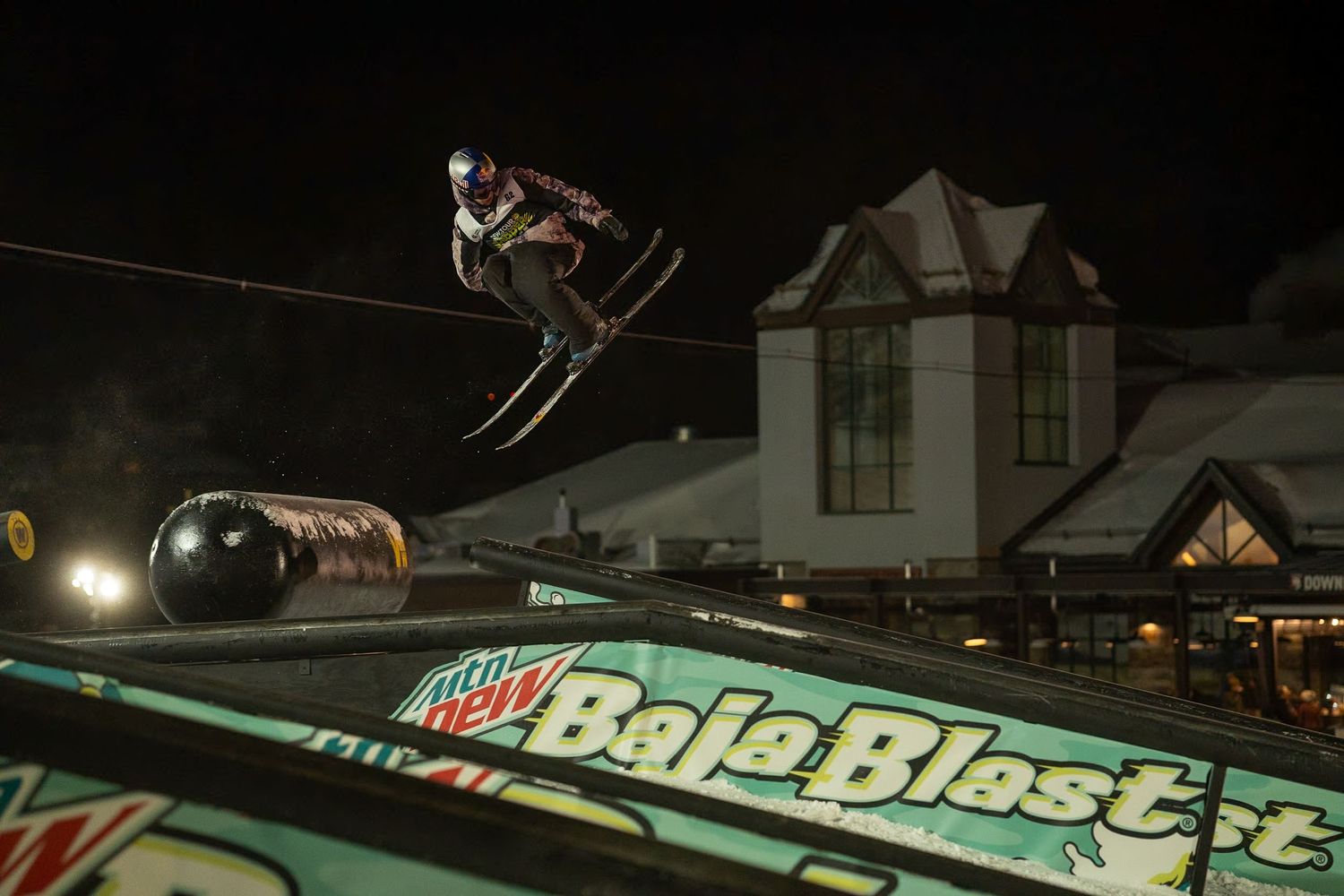 Skier doing a trick at the Mountain dew tour at copper mountain