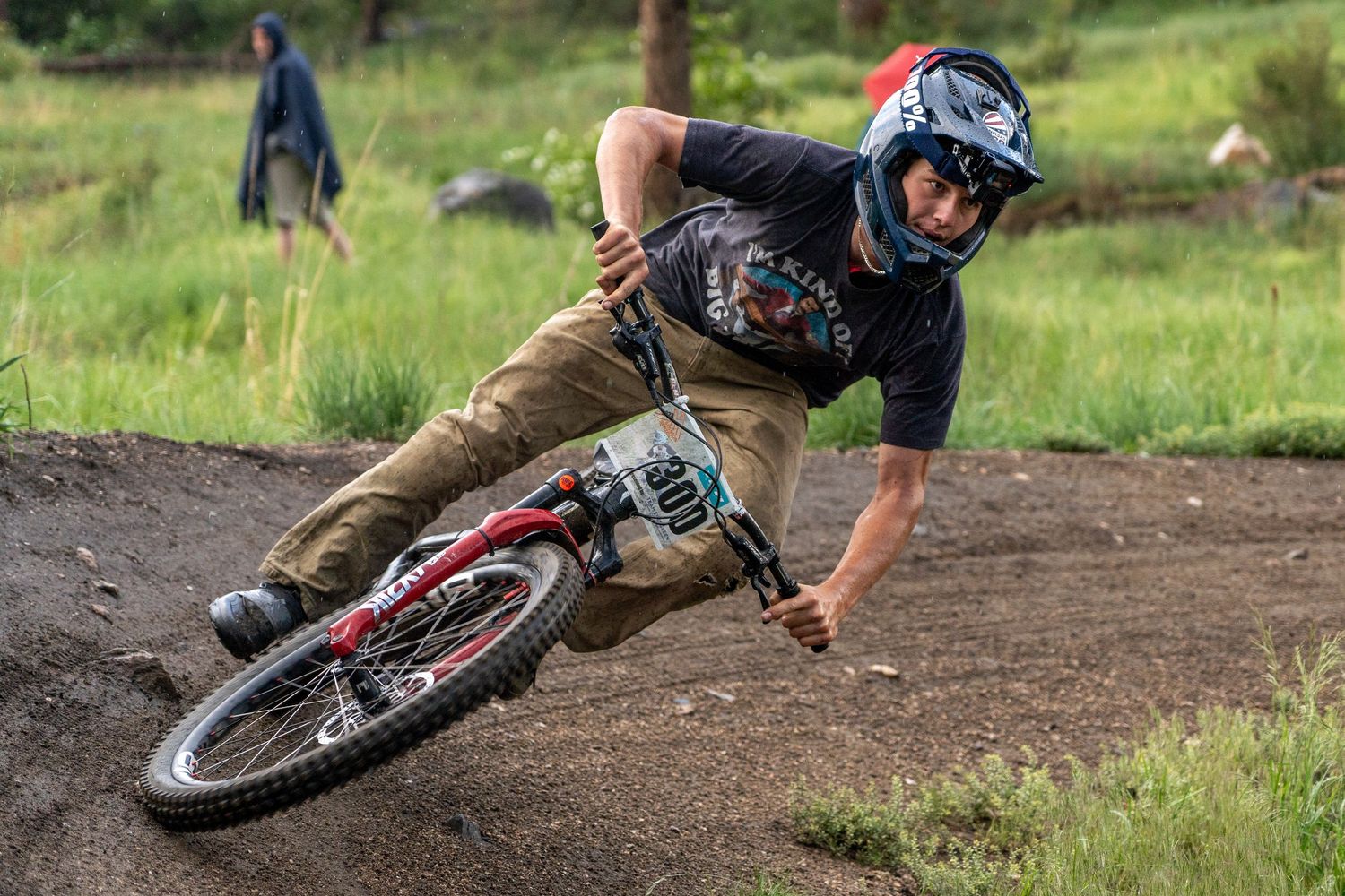 biker riding on a berm
