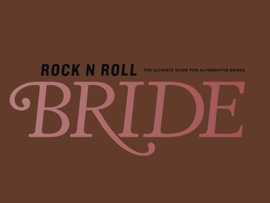 A vintage wedding magazine cover with 'BRIDE' text in pink lettering against a brown background.