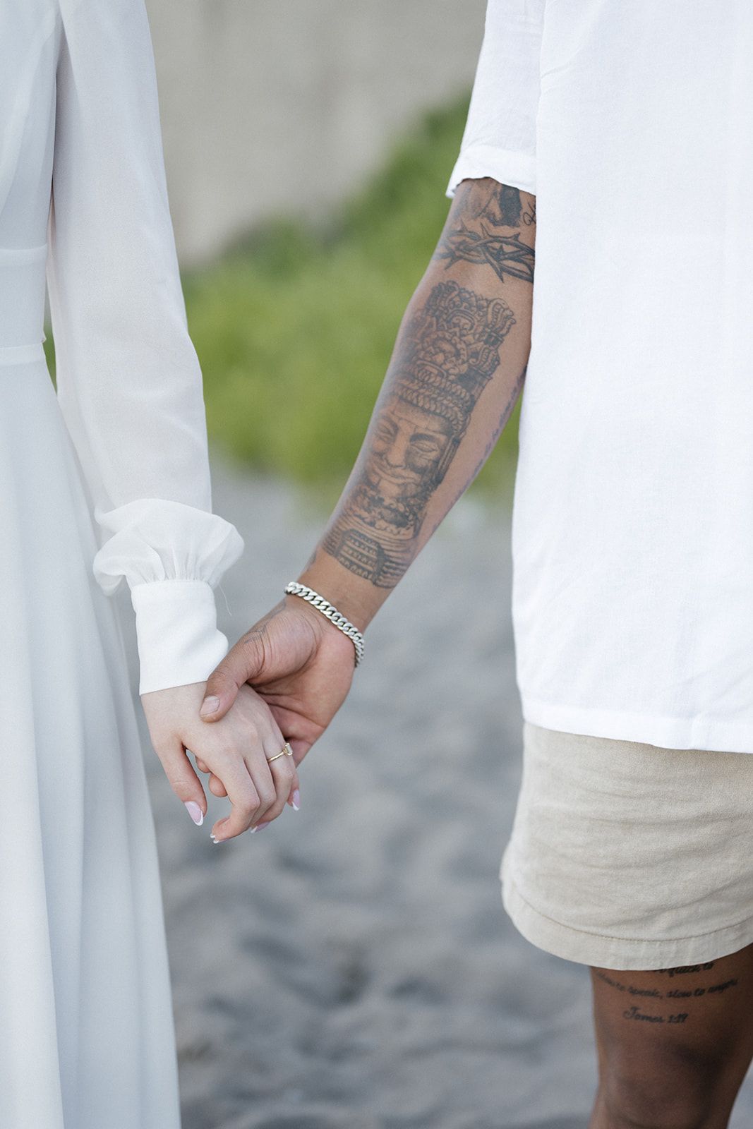 Couple holding hands during engagement shoot at Scarborough Bluffs, Toronto Ontario