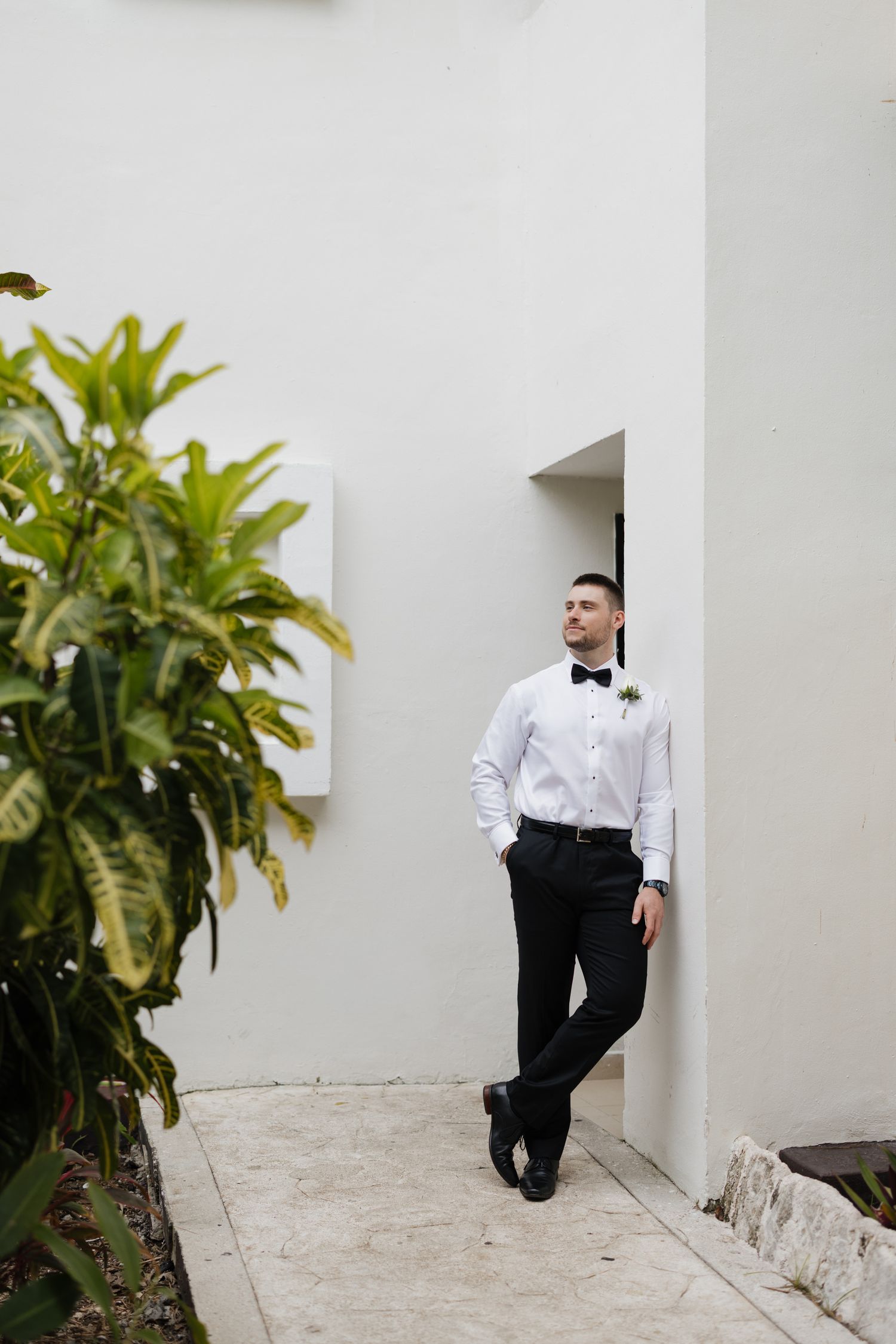 Groom portrait at Sandos Caracol Eco resort Mexico