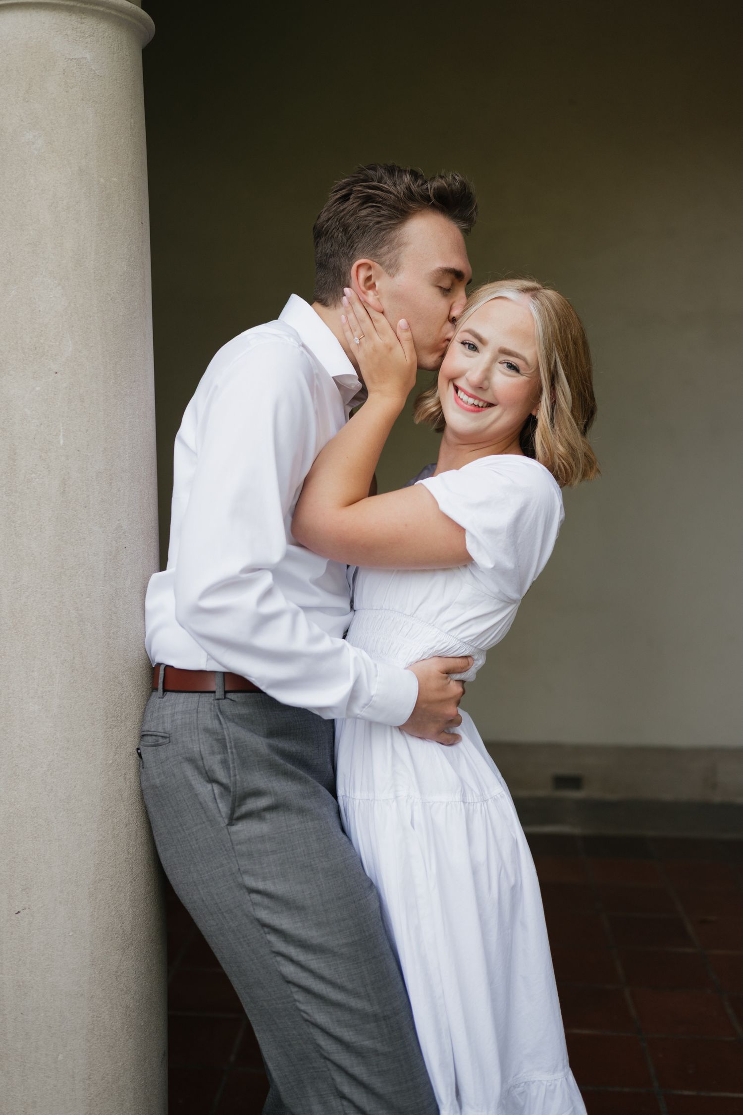 Close up romantic portrait during engagement session at Parkwood Estate Oshawa Ontario
