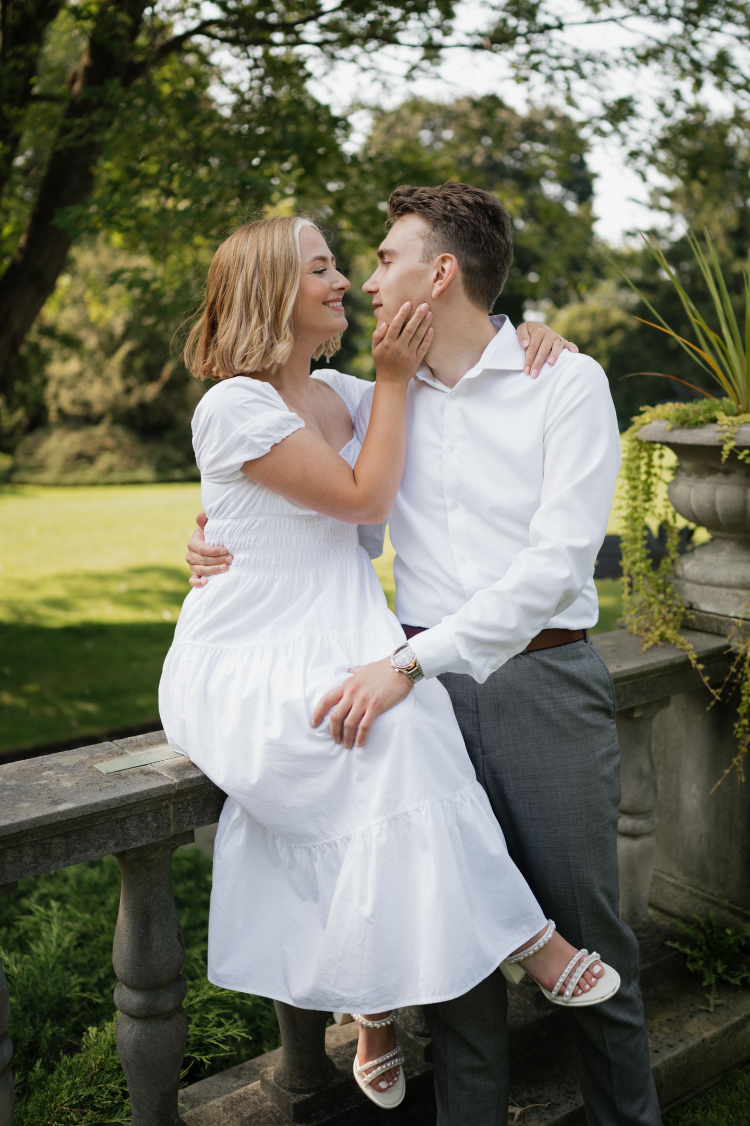 Intimate couple portrait at Parkwood Estate engagement photography Oshawa Ontario