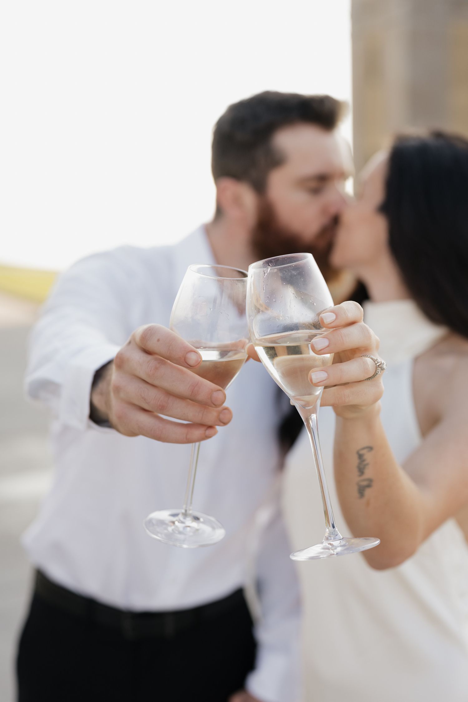 Couples portrait during engagement shoot at R.C. Harris Water Treatment Plant