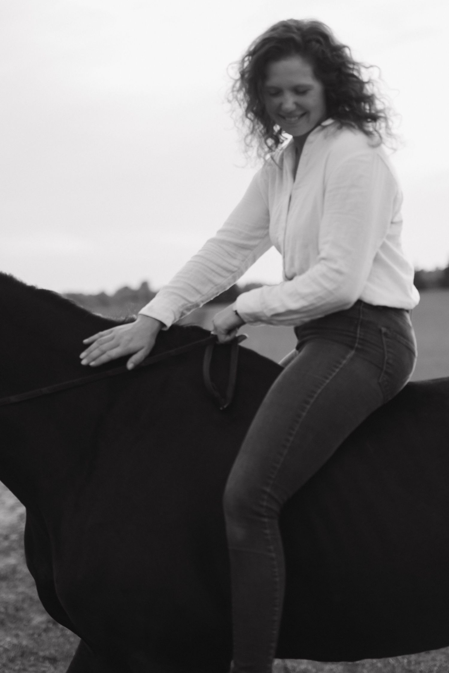 Bride riding horse for engagement shoot in Kitchener Ontario