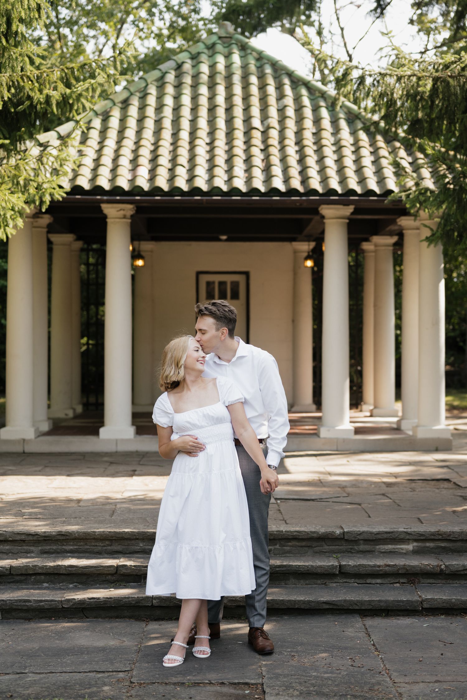 Couples portrait during engagement shoot at Parkwood Estates