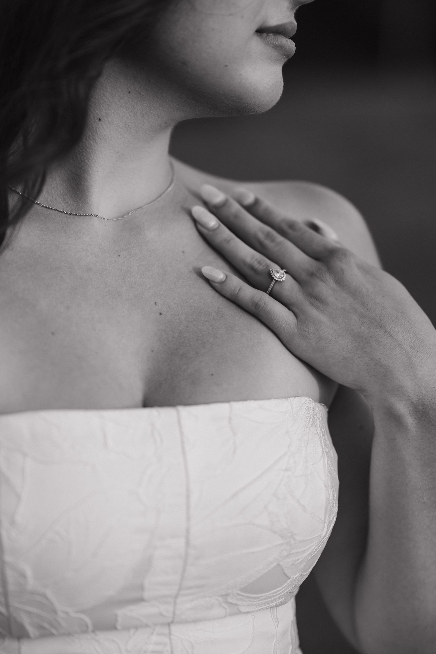 Close up portrait during engagement shoot at Tyndale University Ontario