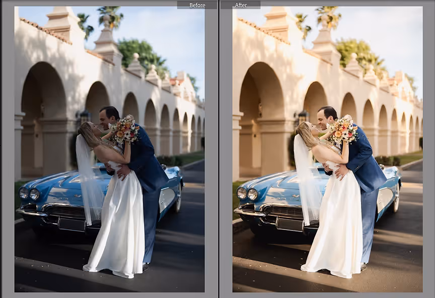A before and after by Kayla Koch Photo of a wedding.
