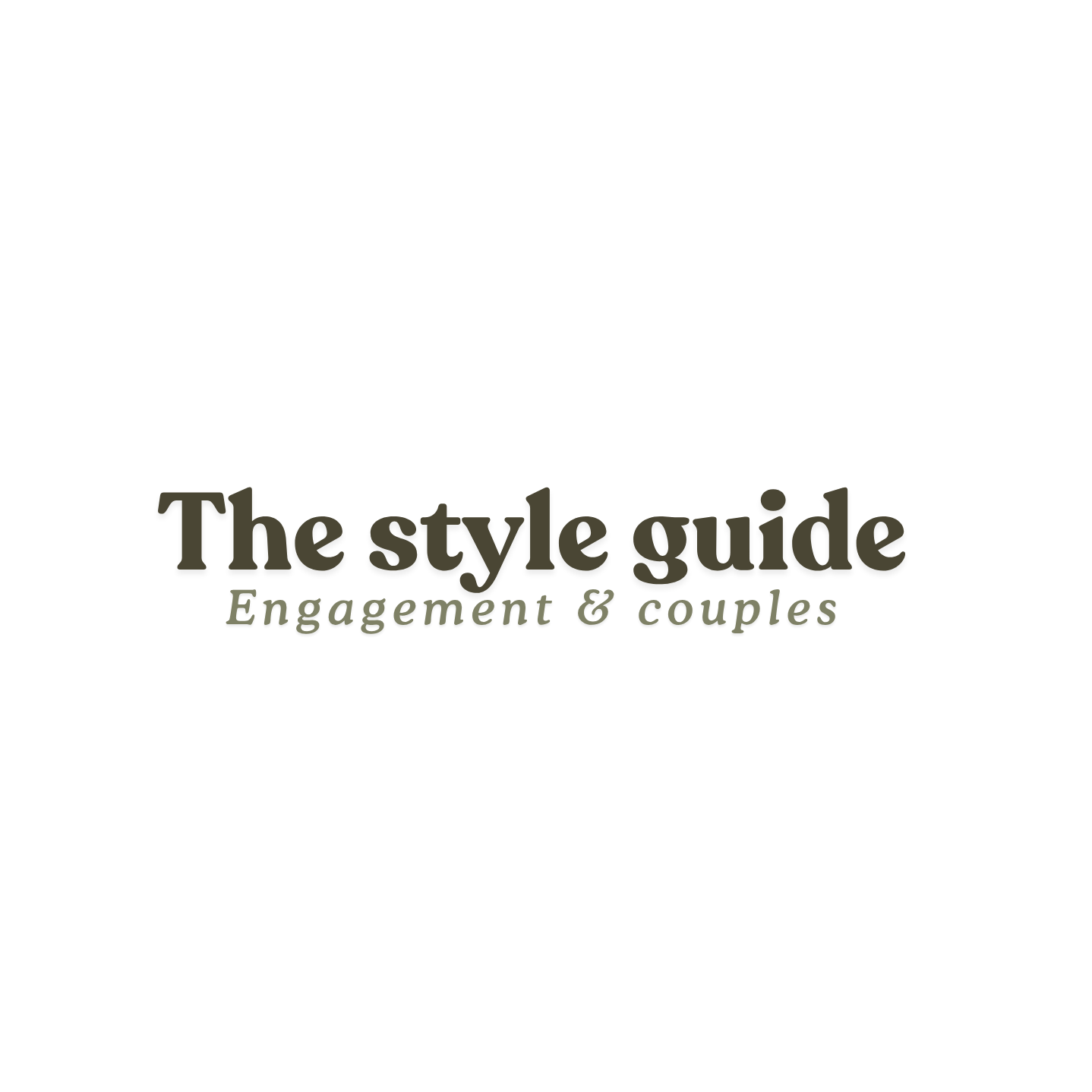 The Style Guide Engagement and Couples photography logo in olive green serif font on white background.