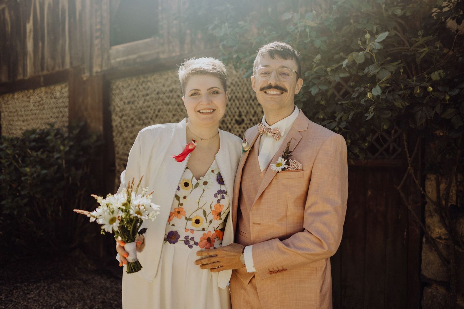 A collection of vintage wedding photos showing couples in formal attire through different decades.