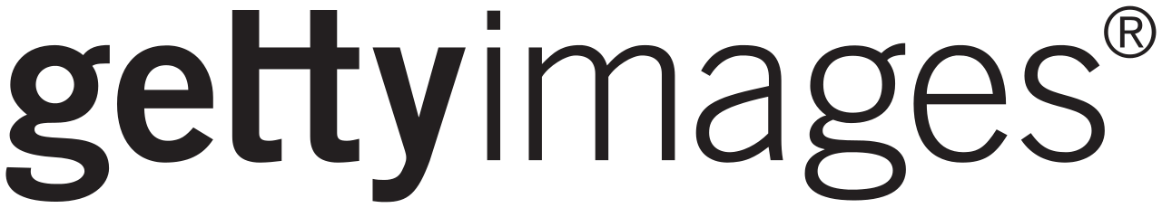 Black text logo design for Getty Images brand.