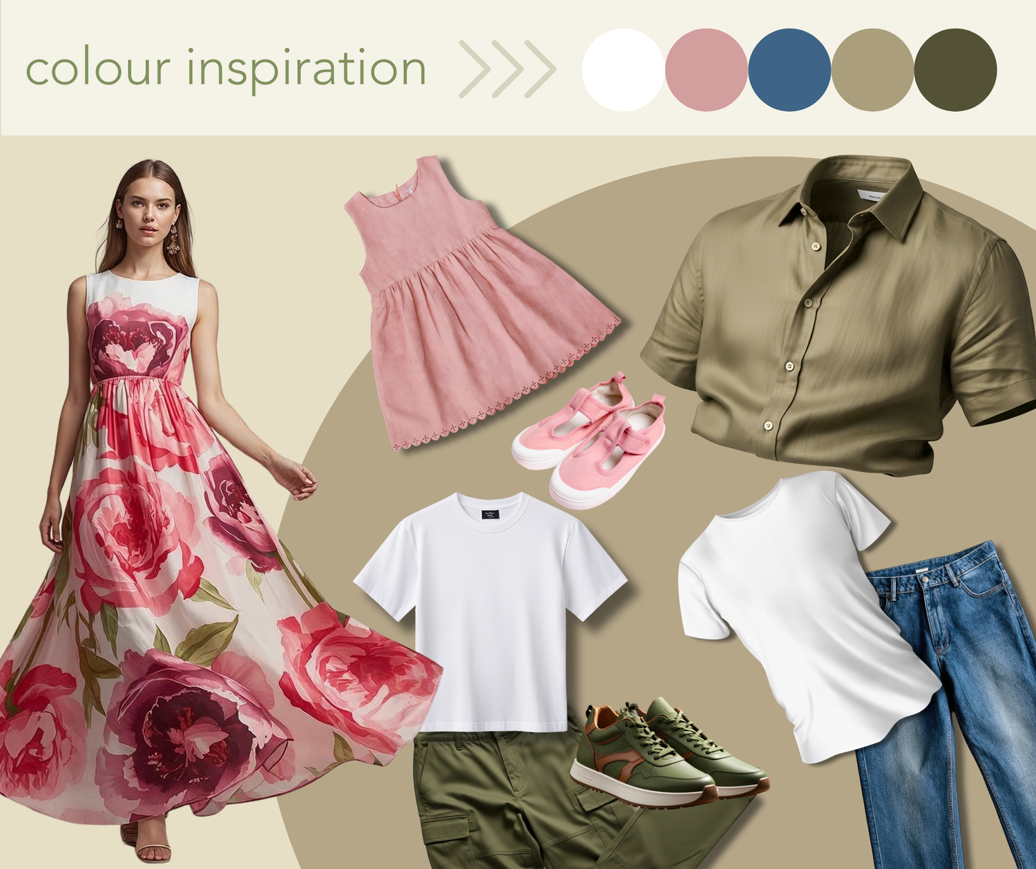 Outfit suggestion with colours for family based on the pattern on a dress - Kelly Chapman Photographer Perth