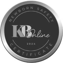 A row of five black and silver oval-shaped safety certification badges displaying text and year 2024.