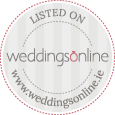 Circular badge indicating listing on WeddingsOnline.ie, a popular Irish wedding directory website.