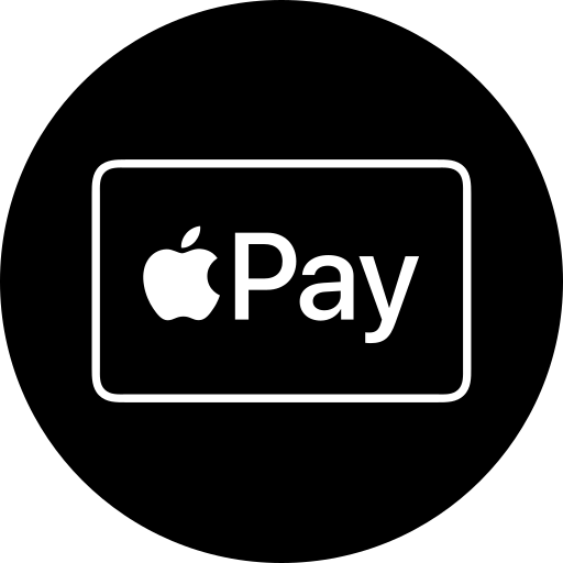 A black circle containing the white Apple Pay logo and text icon.