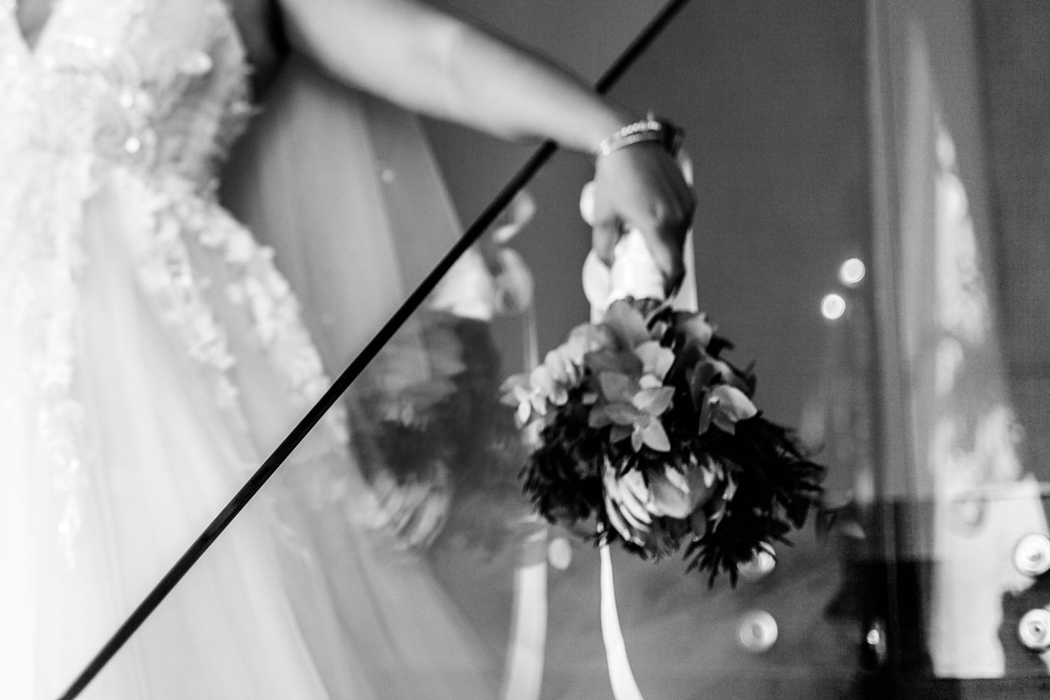 A montage of black and white wedding photography with elegant lighting and close up details.
