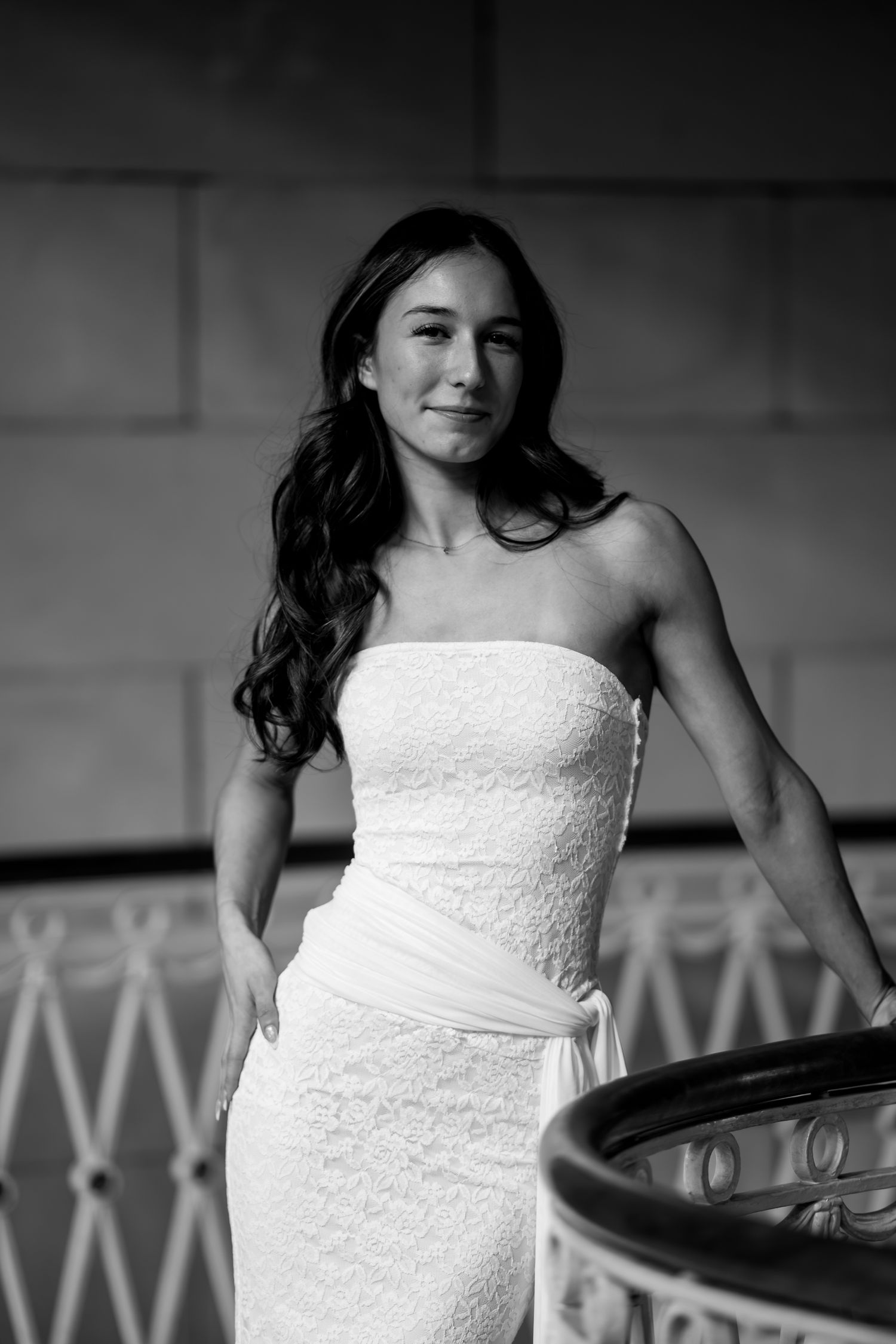 Sequence of elegant bridal portraits showing white lace dress details.