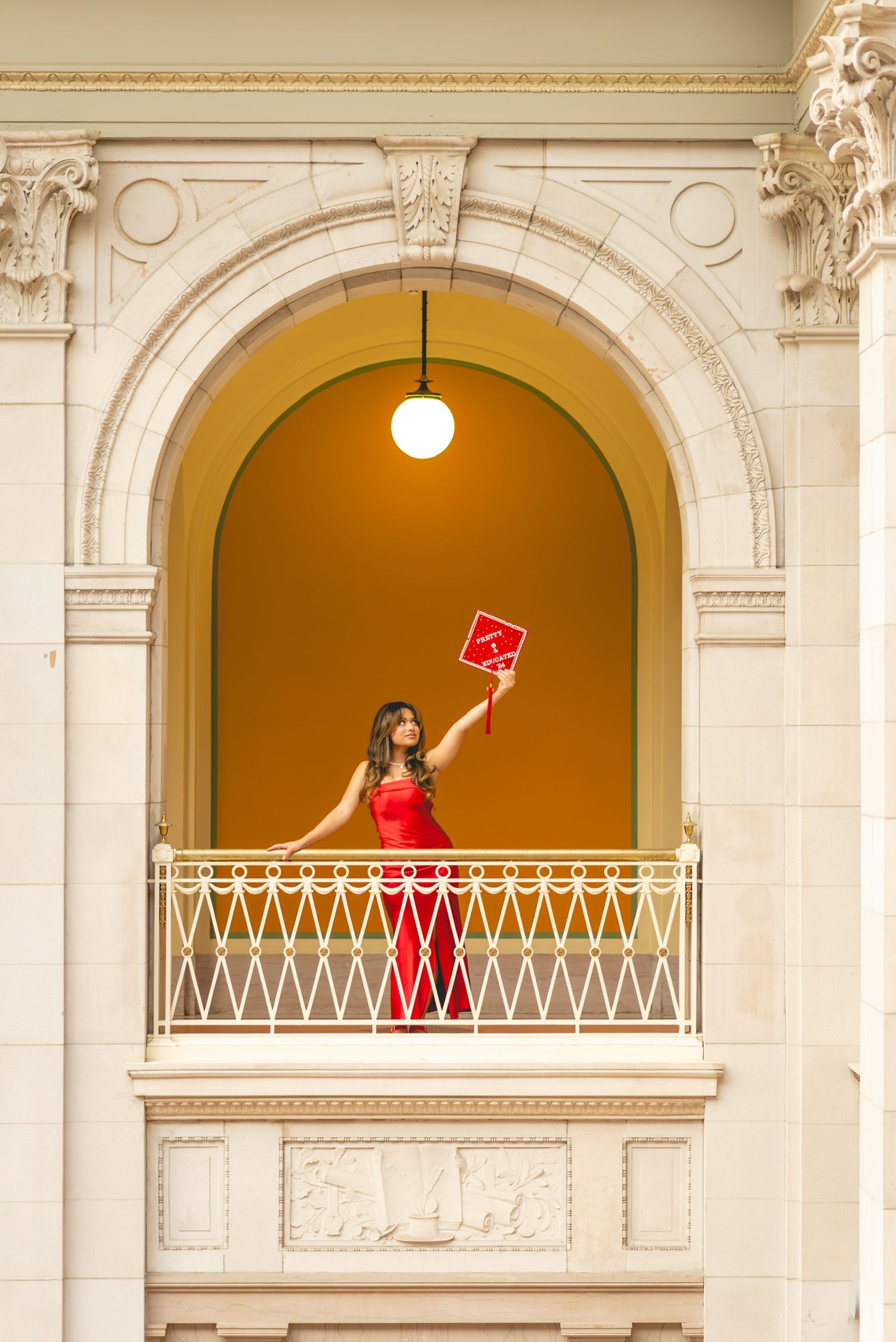 Classical architecture featuring arched openings and ornate stone details for graduation photos at Hartford City Hall.
