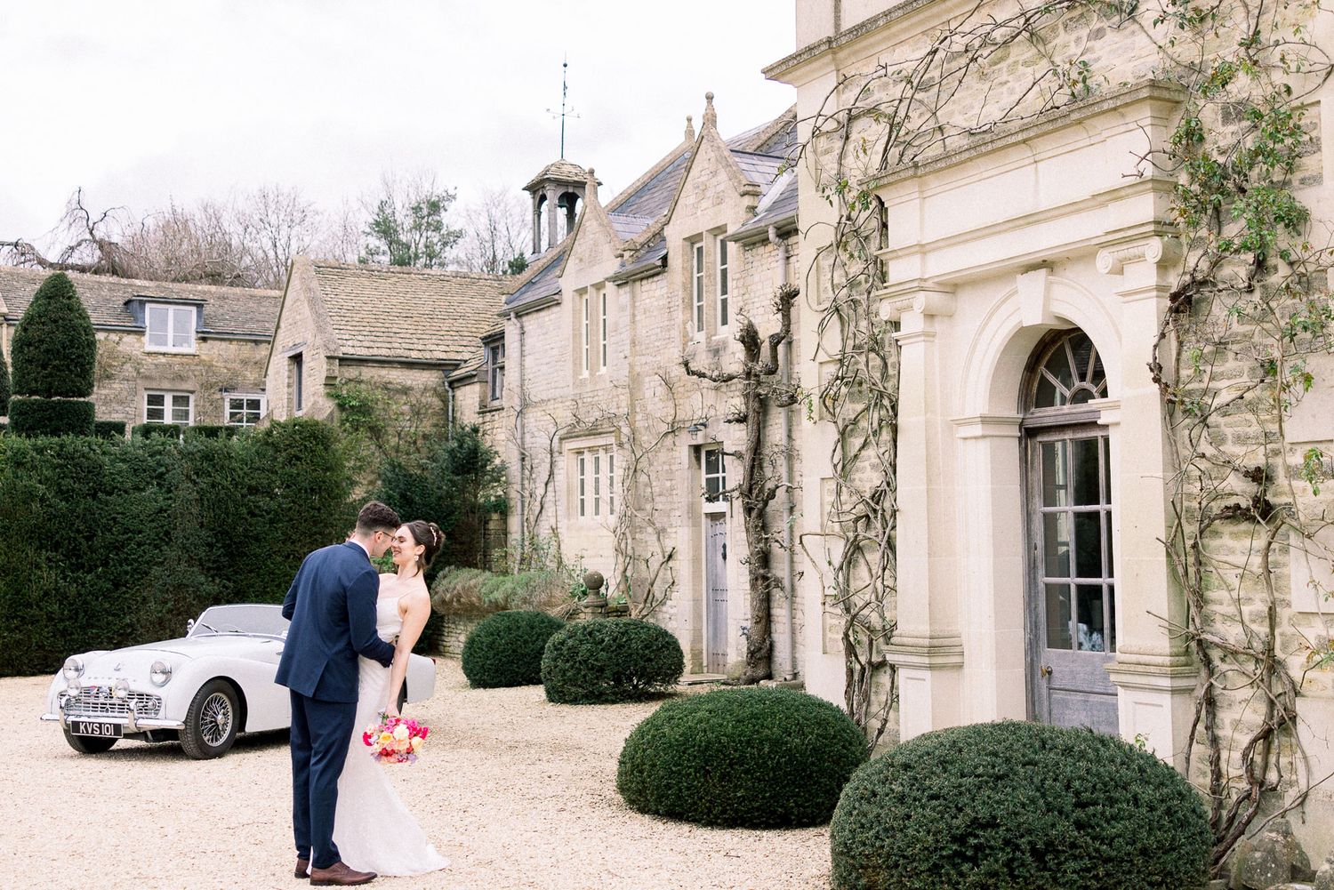 Elegant French chateau wedding venue with classic architecture and manicured gardens.