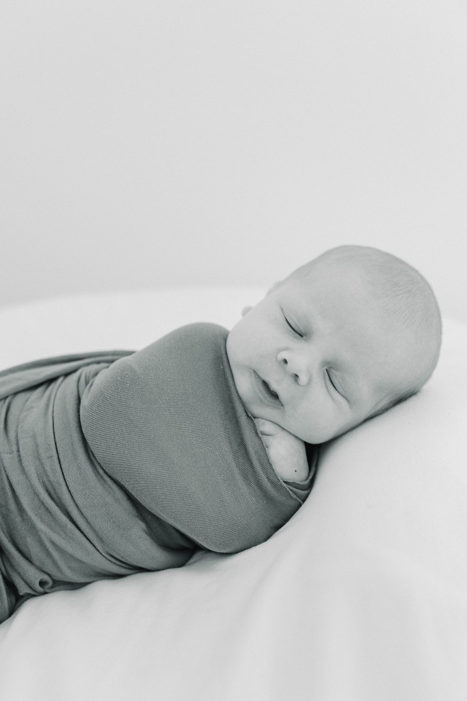 newborn baby black and white natural lighting