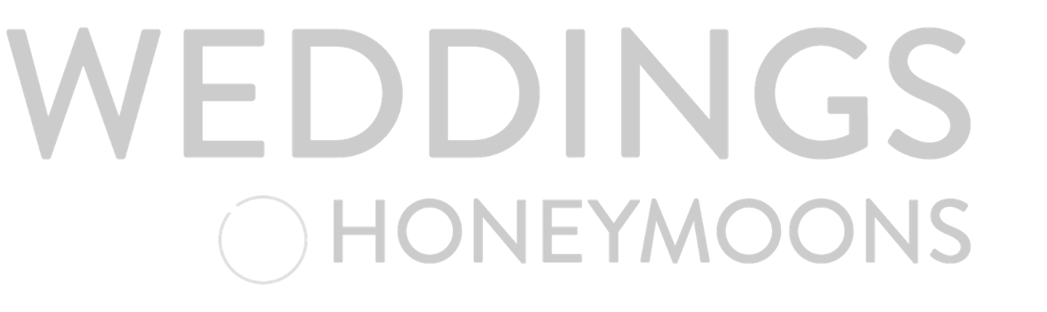 Simple gray text logo for Weddings and Honeymoons.