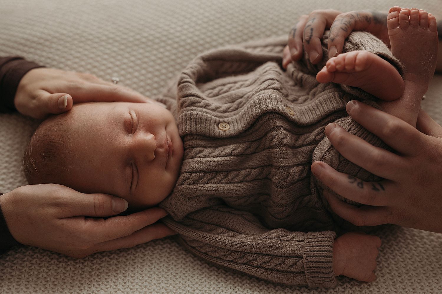 baby wrapped and sleeping natural newborn photography geelong