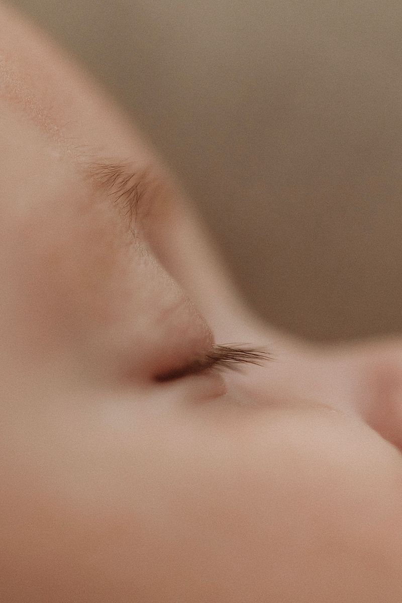 Beautiful close-up of a baby’s delicate eyelashes photographed in Lou-Lou Pictures’ Armstrong Creek studio.