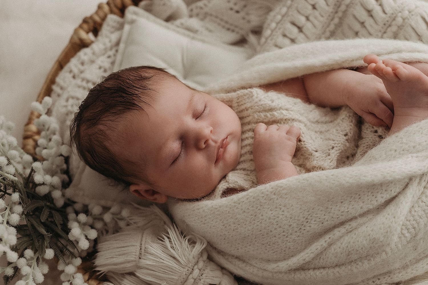 Newborn baby girl sleeping during photoshoot in geelong photography studio