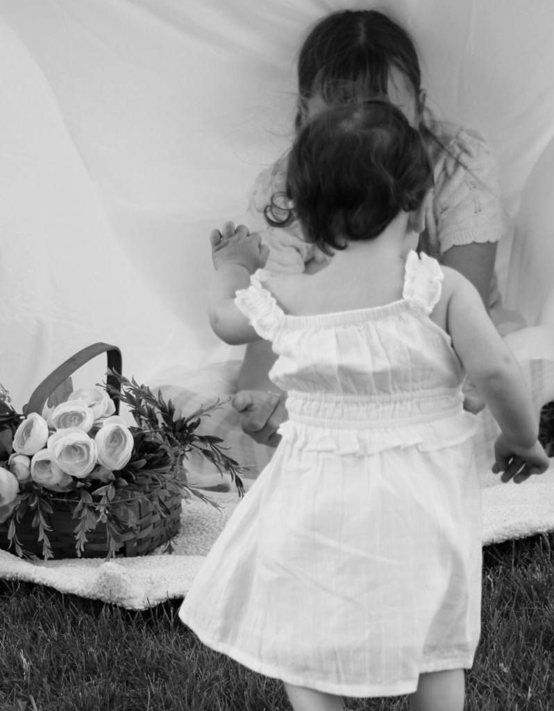 Portrait of girl and baby springtime, Headid Park, Sioux City, Iowa