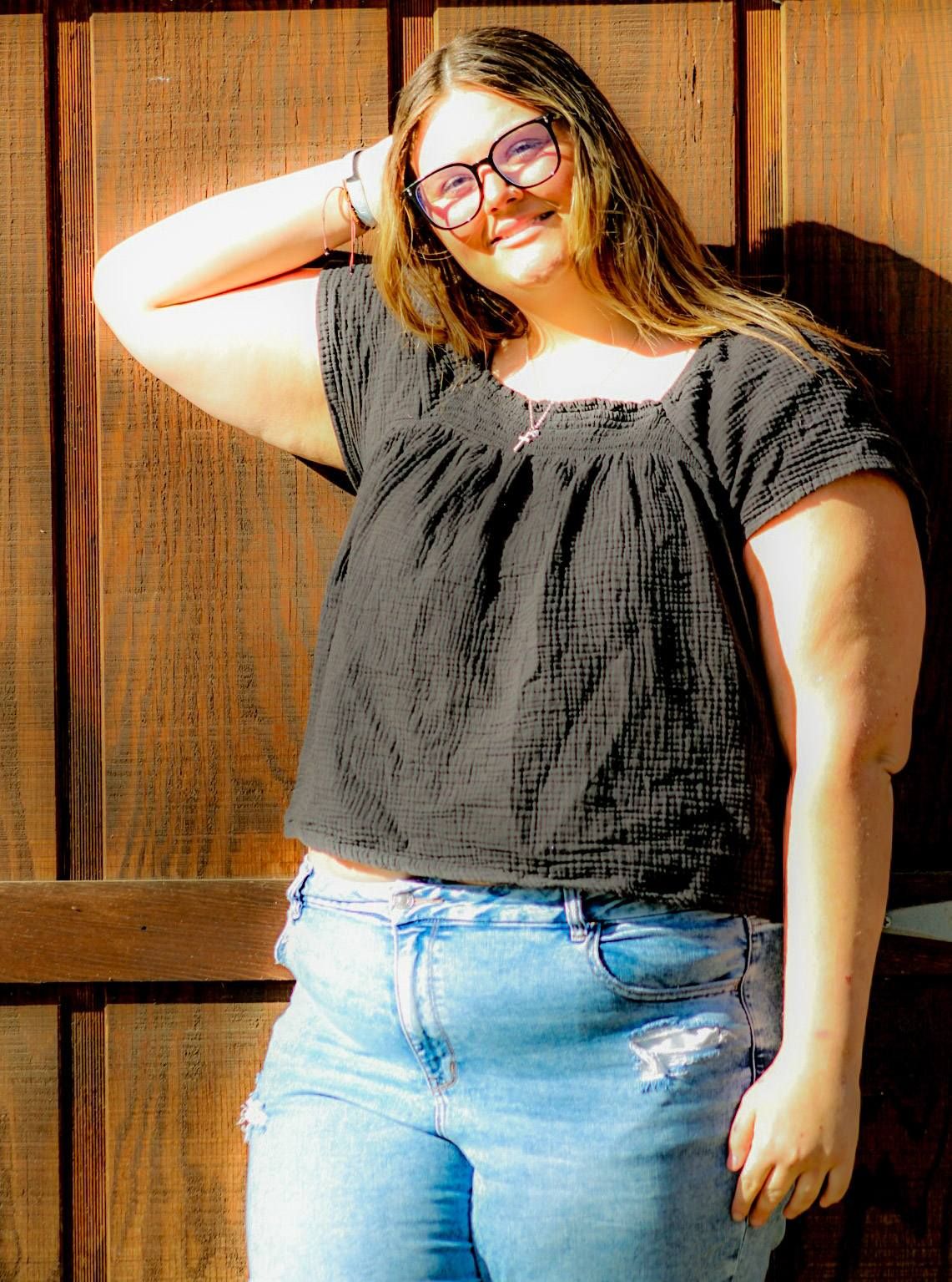 Trinity Heights, Sioux City, Iowa, Senior portrait by shed