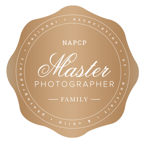 NAPCP Master Photographer Family badge, a gold scalloped seal for the National Association of Portrait & Child Photographers.