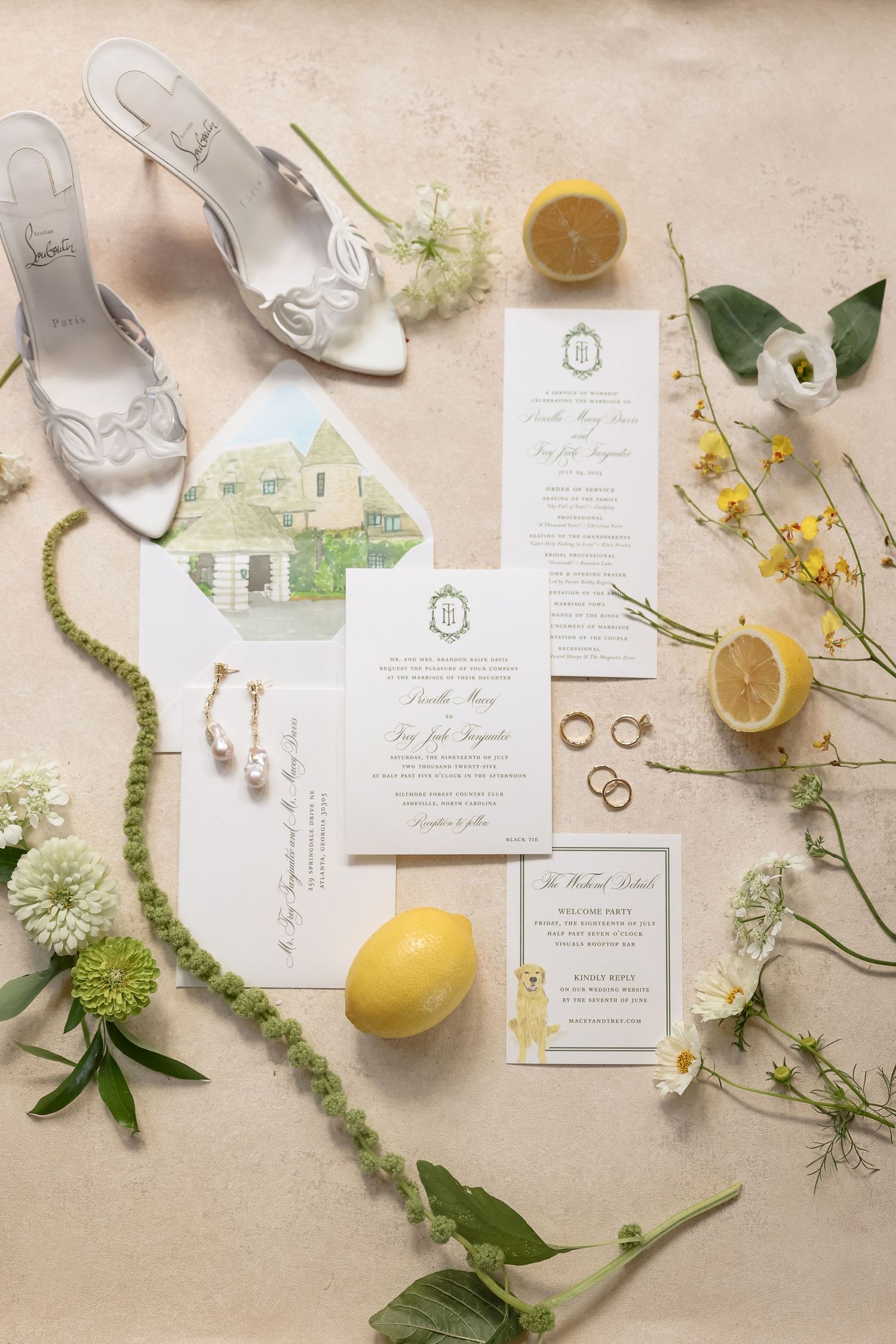 Lemon yellow ciao bella wedding details asheville north carolina wedding photographer