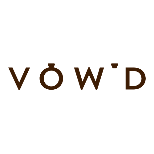 Vow'd wedding brand minimalist logo in brown text.