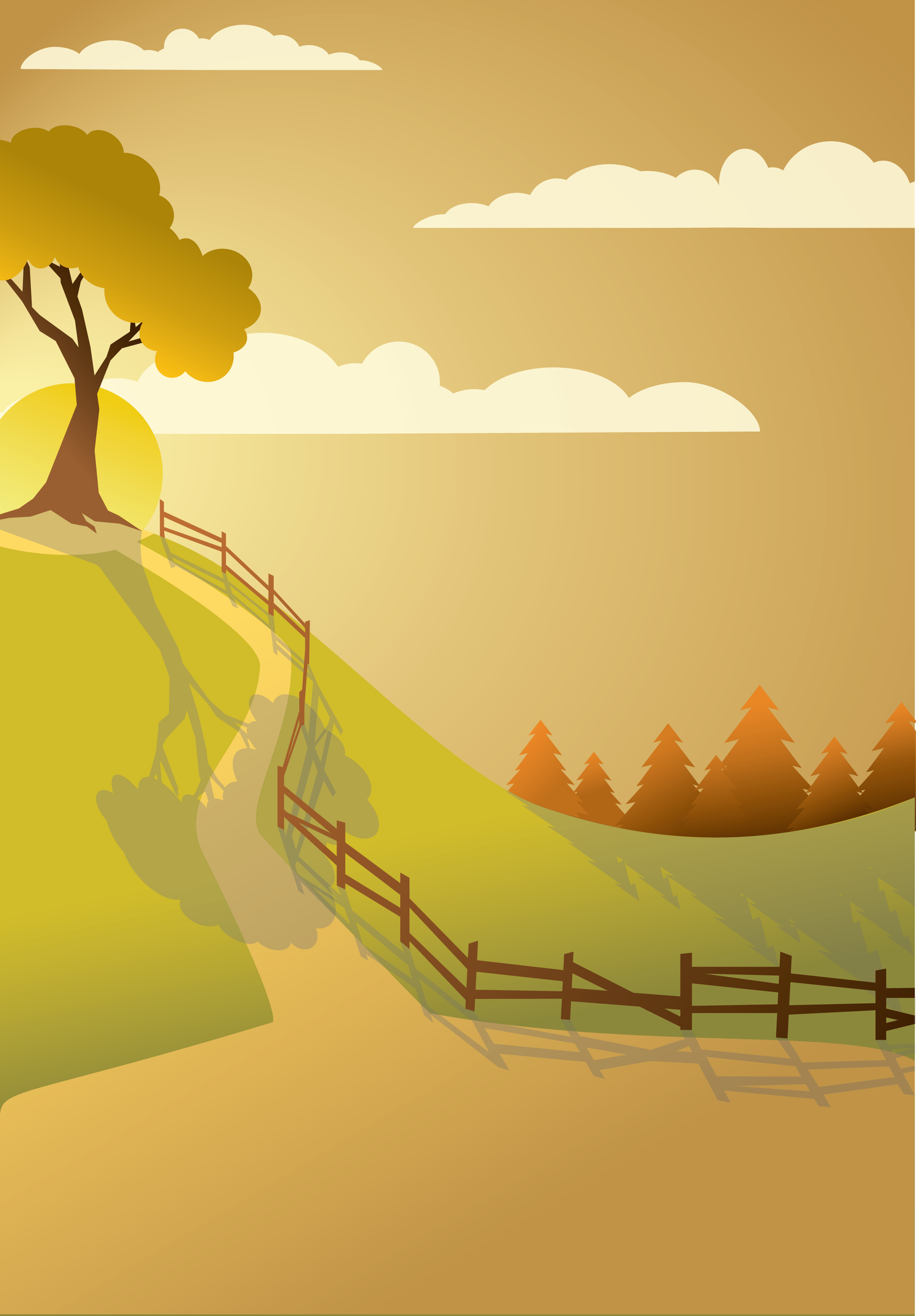 A 3-D effect created using colors 
and shades, which was particularly 
challenging due to the inversion and 
shearing on the fence’s shadow.