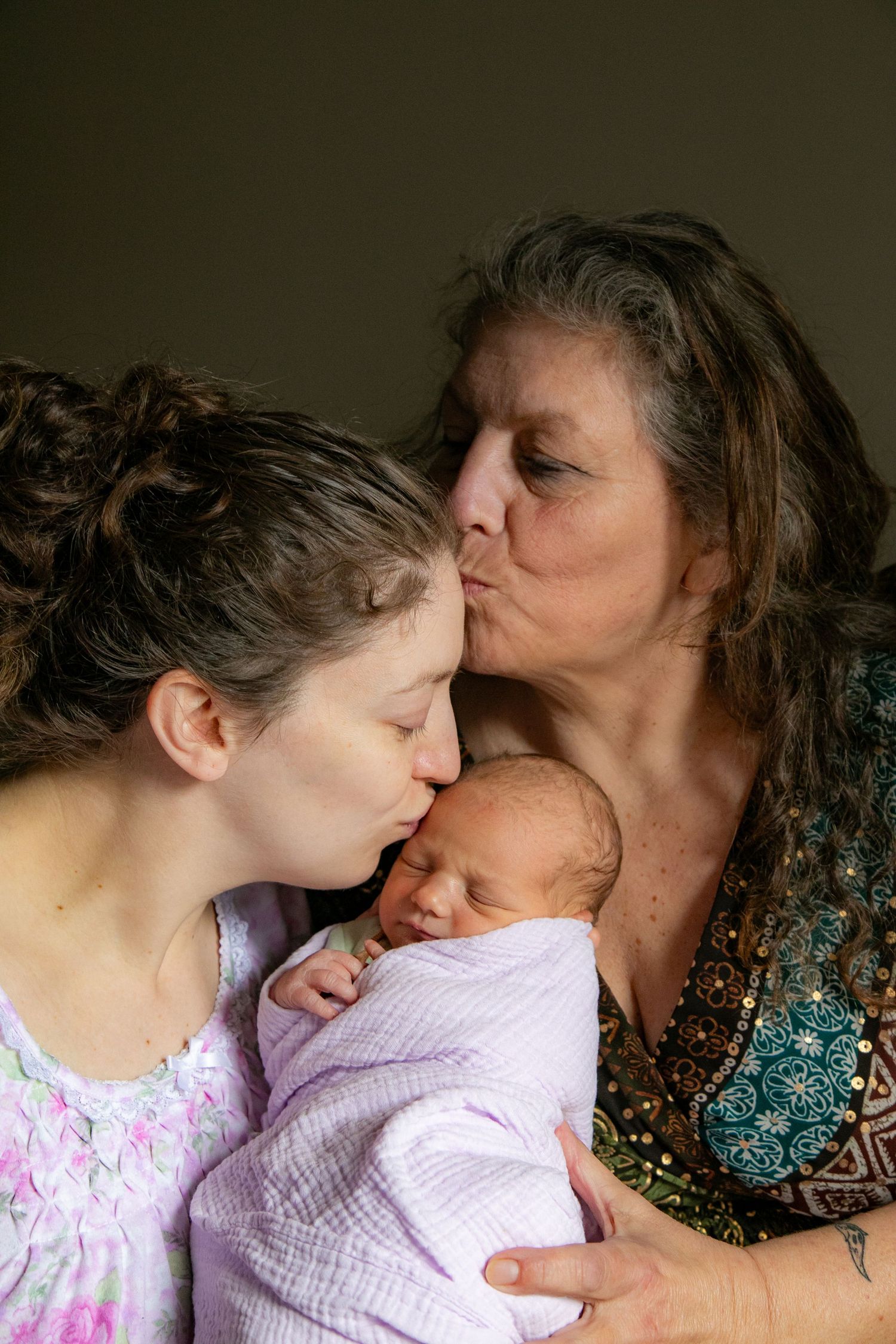 A series of intimate portrait photos showing tender moments between two close individuals.
