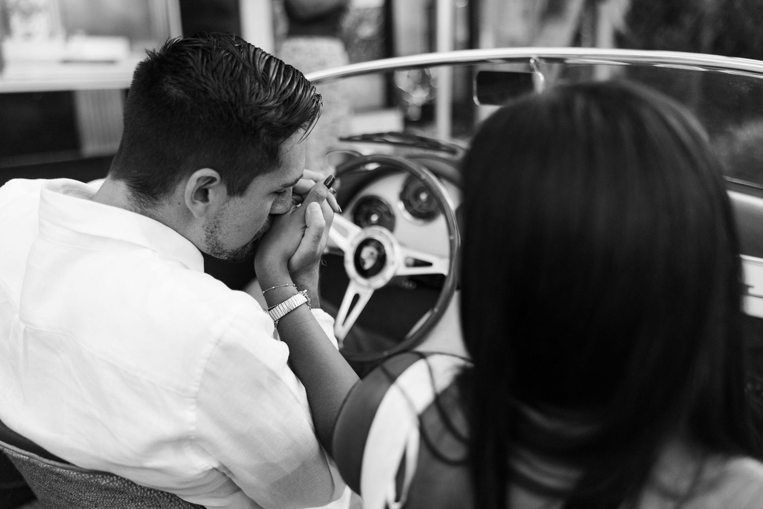 A collection of black and white photographs showing people working in an office setting.