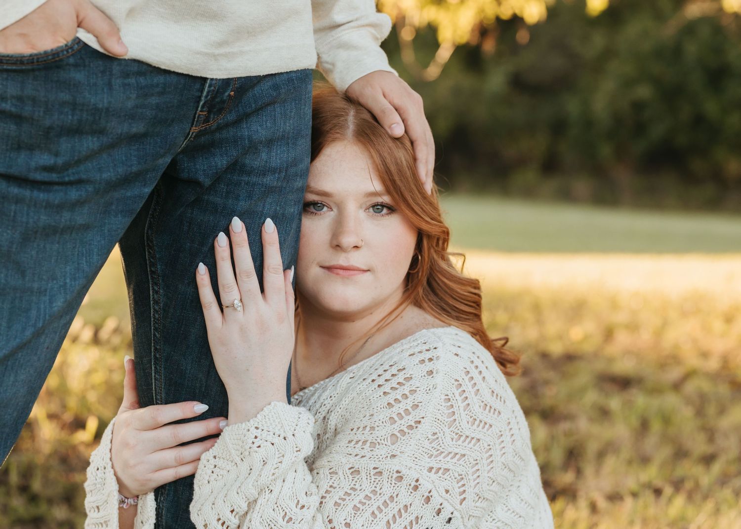 Intimate portrait during a golden hour photo session in autumn.