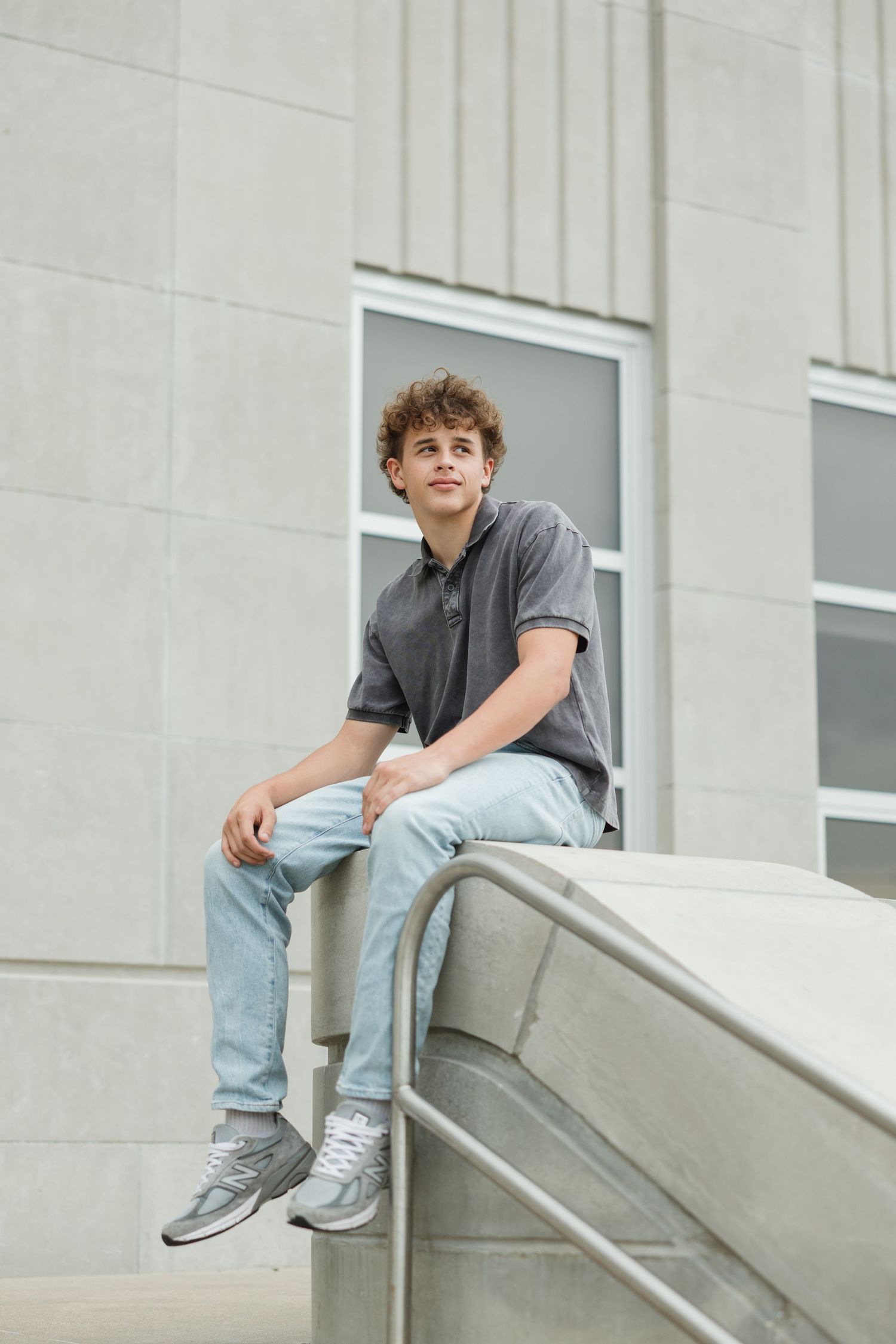 A skateboarder performs an ascending grind trick sequence on a concrete ledge with four progressive views showing the movement.