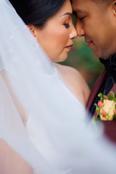 Asian bride and groom portrait during an intimate elopement in Atlanta