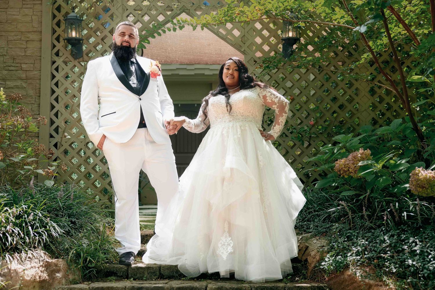 Romantic bride and groom wedding portraits at The Castle at Wildwood Gardens