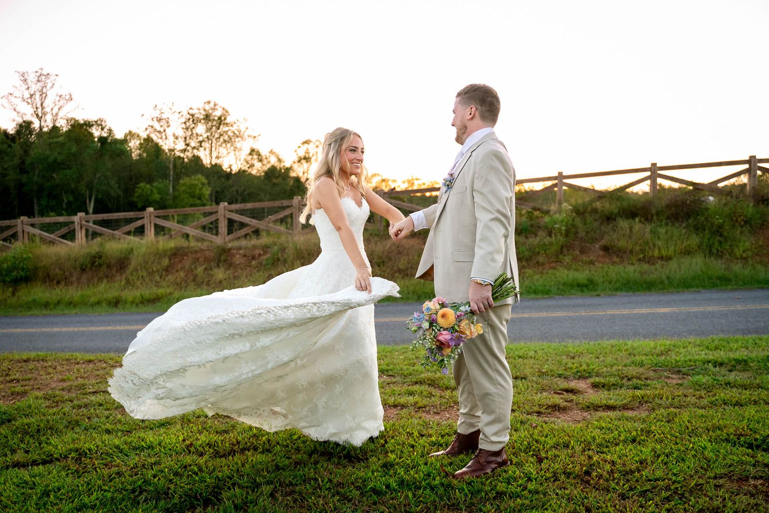 photo of a Wedding Couple during sunset  in Athens Georgia